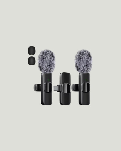 Professional 2-in-1 Wireless Lavalier Microphone – Portable 2.4G Mini Recording Mic for iPhone &amp; Android Devices