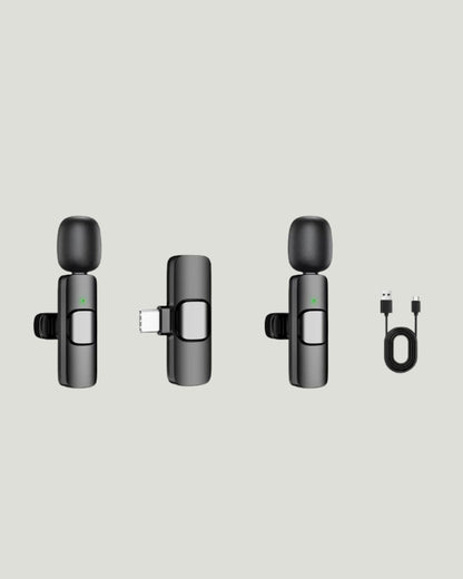 Professional 2-in-1 Wireless Lavalier Microphone – Portable 2.4G Mini Recording Mic for iPhone &amp; Android Devices
